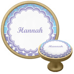 Purple Damask & Dots Cabinet Knob - Gold (Personalized)