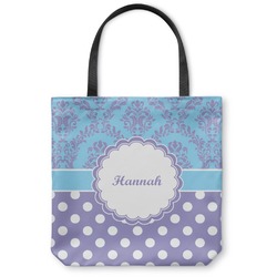 Purple Damask & Dots Canvas Tote Bag - Large - 18"x18" (Personalized)
