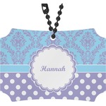 Purple Damask & Dots Rear View Mirror Ornament (Personalized)