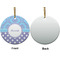 Purple Damask & Dots Ceramic Flat Ornament - Circle Front & Back (APPROVAL)