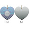 Purple Damask & Dots Ceramic Flat Ornament - Heart Front & Back (APPROVAL)