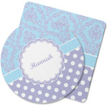 Purple Damask & Dots Rubber Backed Coaster (Personalized)