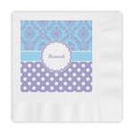 Purple Damask & Dots Embossed Decorative Napkins (Personalized)