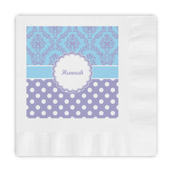 Purple Damask & Dots Embossed Decorative Napkins (Personalized)