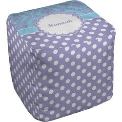 Purple Damask & Dots Cube Pouf Ottoman - 13" (Personalized)