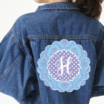 Purple Damask & Dots Twill Iron On Patch - Custom Shape - 3XL (Personalized)