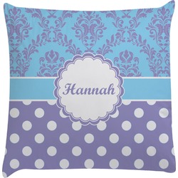 Purple Damask & Dots Decorative Pillow Case (Personalized)