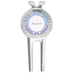 Purple Damask & Dots Golf Divot Tool & Ball Marker (Personalized)