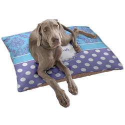 Purple Damask & Dots Dog Bed - Large w/ Name or Text