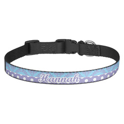 Purple Damask & Dots Dog Collar - Medium (Personalized)