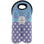 Purple Damask & Dots Wine Tote Bag (2 Bottles) (Personalized)