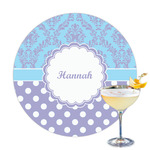 Purple Damask & Dots Printed Drink Topper - 3.25" (Personalized)