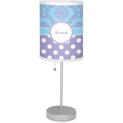 Purple Damask & Dots 7" Drum Lamp with Shade (Personalized)