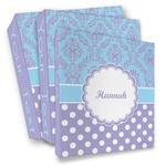 Purple Damask & Dots 3 Ring Binder - Full Wrap (Personalized)