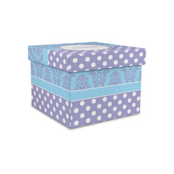 Purple Damask & Dots Gift Box with Lid - Canvas Wrapped - Small (Personalized)