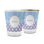 Purple Damask & Dots Glass Shot Glass - 1.5 oz (Personalized)