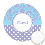 Purple Damask & Dots Printed Cookie Topper - 2.5" (Personalized)