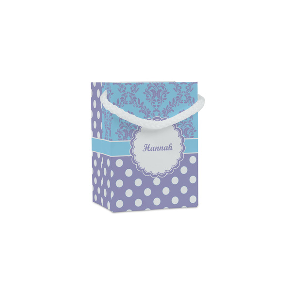 Custom Purple Damask & Dots Jewelry Gift Bags - Matte (Personalized)