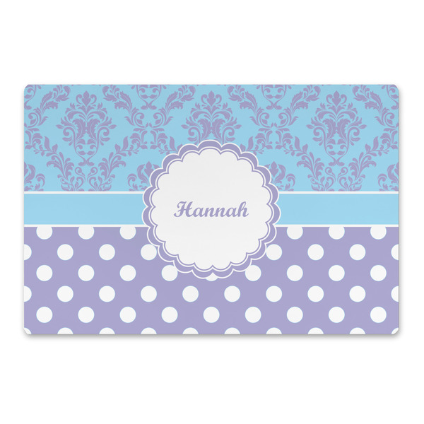 Custom Purple Damask & Dots Large Rectangle Car Magnet (Personalized)