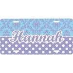 Purple Damask & Dots Front License Plate (Personalized)