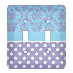 Purple Damask & Dots Light Switch Cover (2 Toggle Plate)