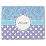 Purple Damask & Dots Single-Sided Linen Placemat - Single w/ Name or Text