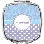 Purple Damask & Dots Compact Makeup Mirror (Personalized)