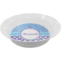 Purple Damask & Dots Melamine Bowl - 12 oz (Personalized)