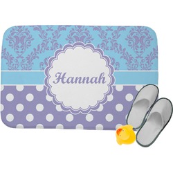 Purple Damask & Dots Memory Foam Bath Mat (Personalized)