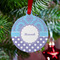 Purple Damask & Dots Metal Ball Ornament - Lifestyle