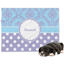 Purple Damask & Dots Dog Blanket - Regular (Personalized)