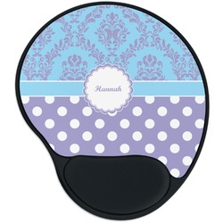 Purple Damask & Dots Mouse Pad with Wrist Support