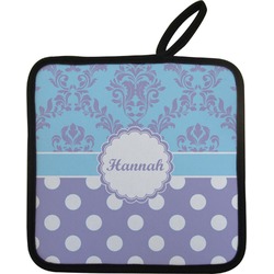 Purple Damask & Dots Pot Holder w/ Name or Text