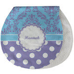 Purple Damask & Dots Burp Pad - Velour w/ Name or Text