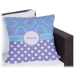 Purple Damask & Dots Outdoor Pillow (Personalized)