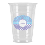 Purple Damask & Dots Party Cups - 16oz (Personalized)