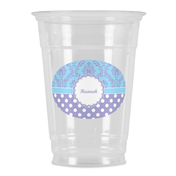 Custom Purple Damask & Dots Party Cups - 16oz (Personalized)