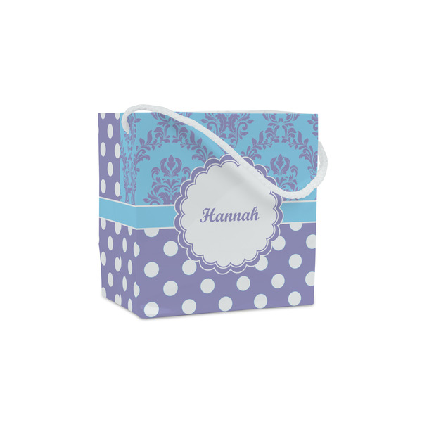 Custom Purple Damask & Dots Party Favor Gift Bags - Gloss (Personalized)