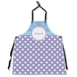 Purple Damask & Dots Apron Without Pockets w/ Name or Text
