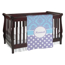 Purple Damask & Dots Baby Blanket (Double Sided) (Personalized)