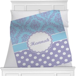 Purple Damask & Dots Minky Blanket - Toddler / Throw - 60"x50" - Single Sided (Personalized)