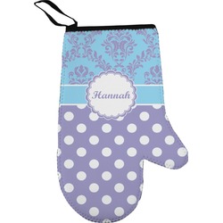 Purple Damask & Dots Right Oven Mitt (Personalized)