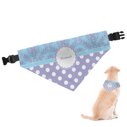 Purple Damask & Dots Dog Bandana - Large (Personalized)