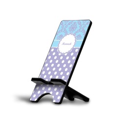 Purple Damask & Dots Cell Phone Stand (Large) (Personalized)