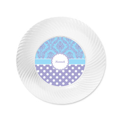 Purple Damask & Dots Plastic Party Appetizer & Dessert Plates - 6" (Personalized)