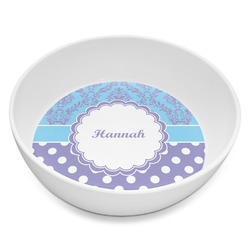 Purple Damask & Dots Melamine Bowl - 8 oz (Personalized)