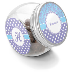 Purple Damask & Dots Puppy Treat Jar (Personalized)