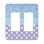 Purple Damask & Dots Rocker Style Light Switch Cover - Two Switch