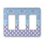 Purple Damask & Dots Rocker Style Light Switch Cover - Three Switch