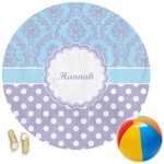 Purple Damask & Dots Round Beach Towel (Personalized)